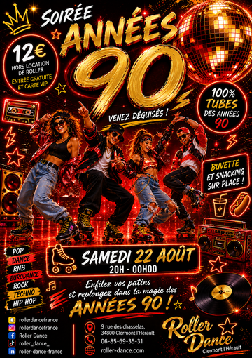 Soirée Années 90 – Samedi 22 août au Roller Dance