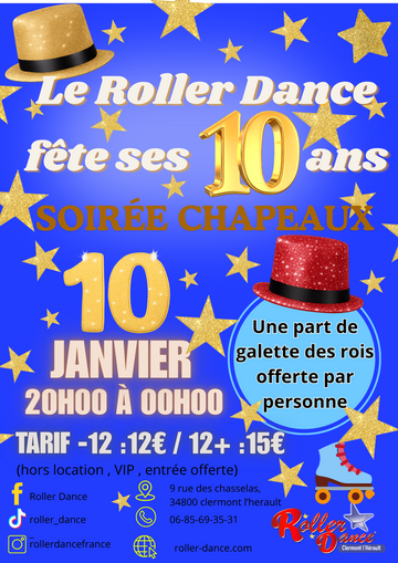 Le Roller Dance fête ses 10 ans : Soirée Chapeaux - 10 janvier 2026 Le Roller Dance fête ses 10 ans : Soirée Chapeaux - 10 janvier 2026
